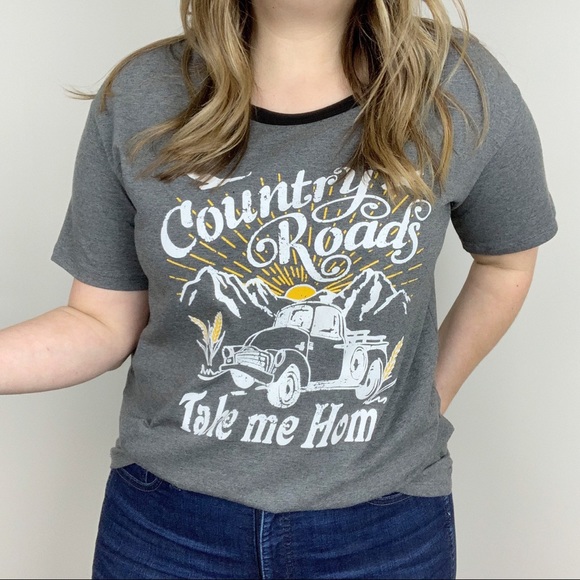 Country Roads Take Me Home Graphic Tee S L Gray - Picture 5 of 8